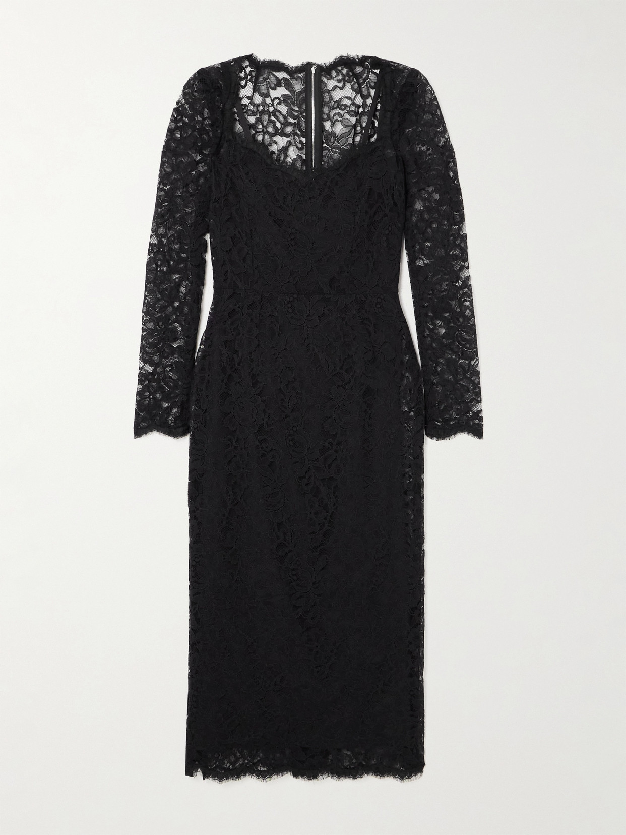 Dolce & Gabbana Corded Lace Midi Dress In Black