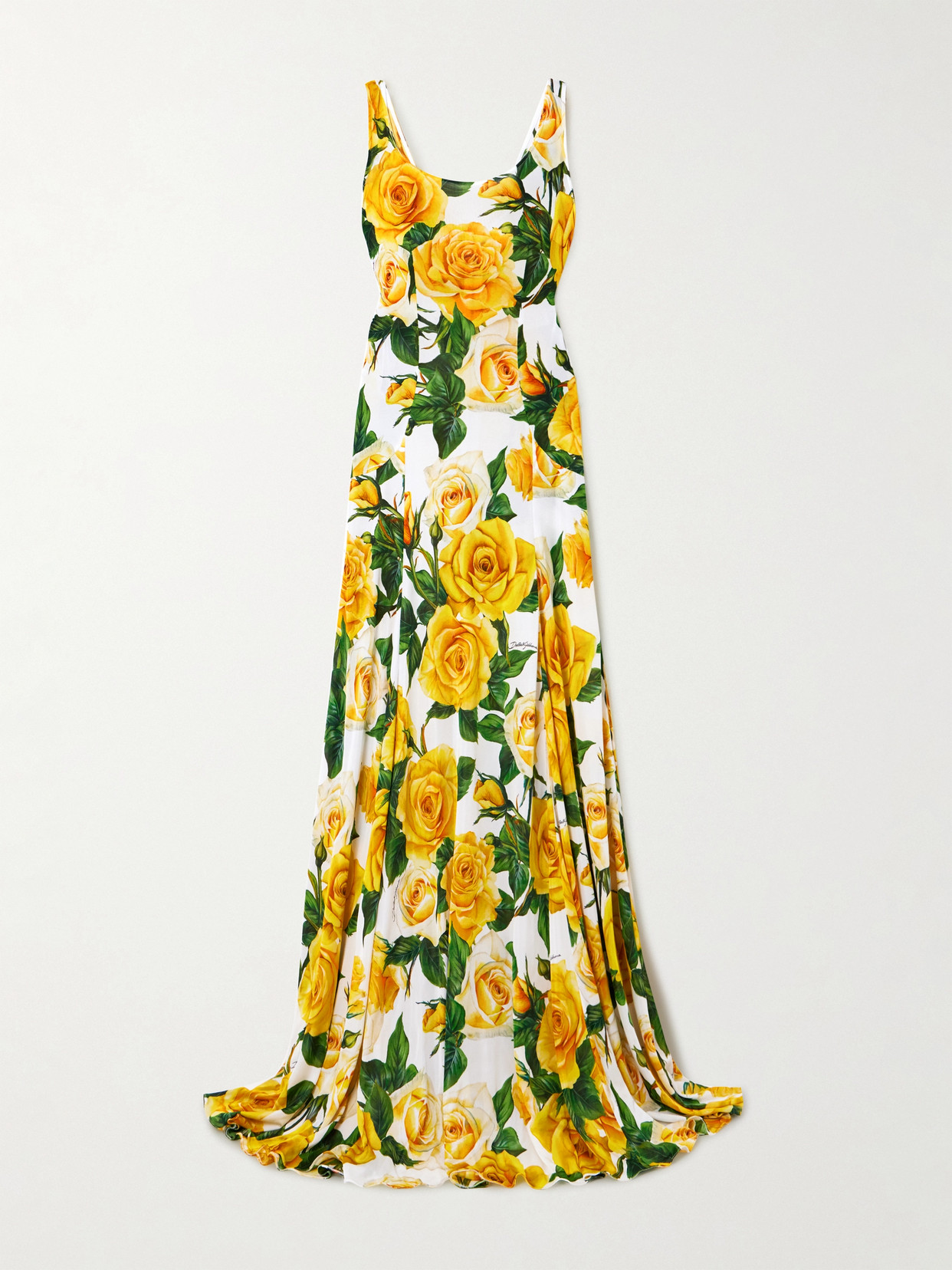 Dolce & Gabbana Floral-print Woven Maxi Dress In Yellow