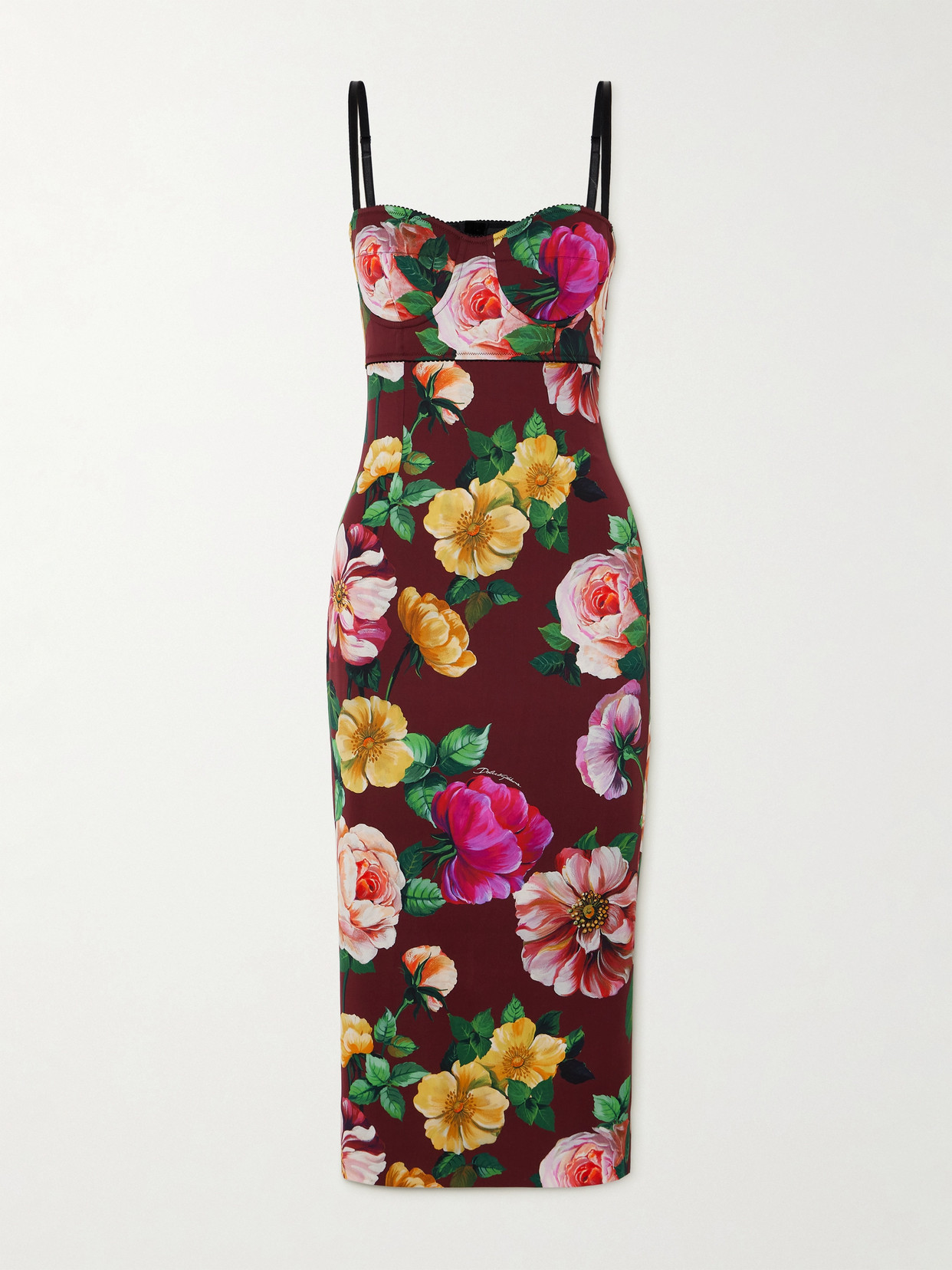 Dolce & Gabbana - Floral-print Stretch Silk-blend Mini Dress - Burgundy