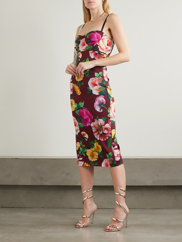 Dolce&Gabbana Floral-print stretch silk-blend midi dress