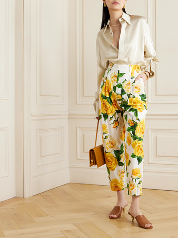 Dolce&Gabbana Floral-print cotton-poplin straight-leg pants