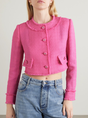 Dolce&Gabbana Cropped embellished wool-blend bouclé-tweed jacket