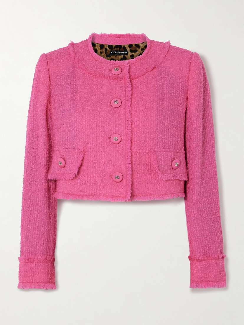Dolce & Gabbana Cropped Embellished Wool-blend Bouclé-tweed Jacket - IT36