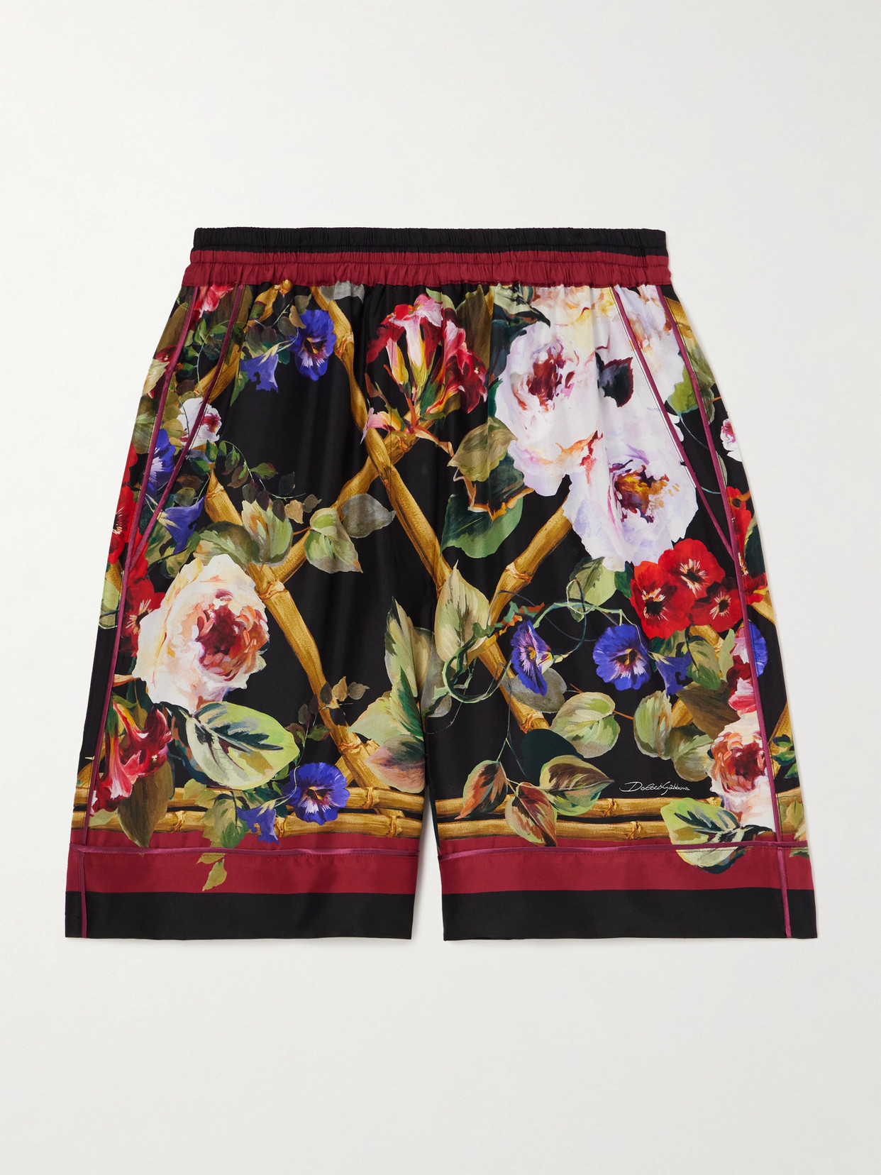 Dolce & Gabbana - Floral-print Silk Shorts - Black