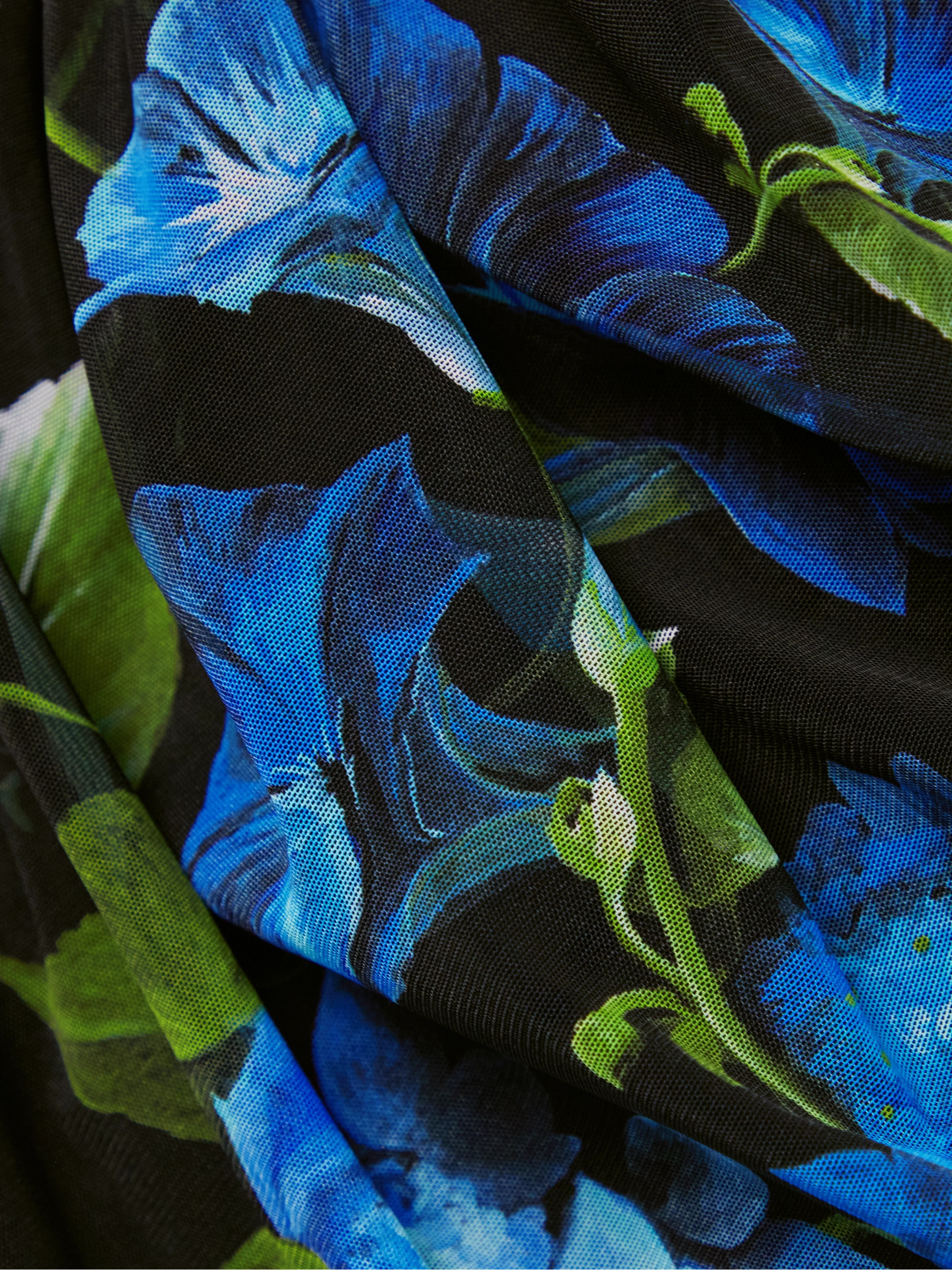 Dolce&Gabbana Satin and lace-trimmed ruched floral-print stretch-tulle midi dress thumbnail