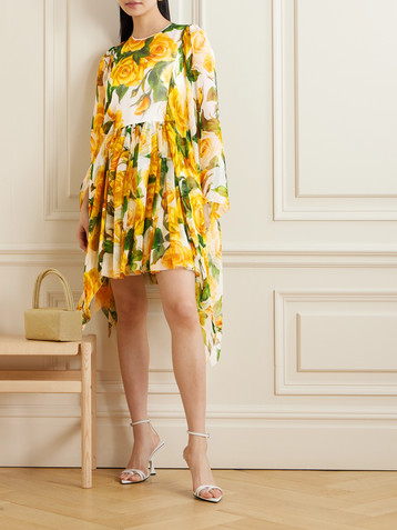 Dolce&Gabbana Floral-print silk-crepon mini dress