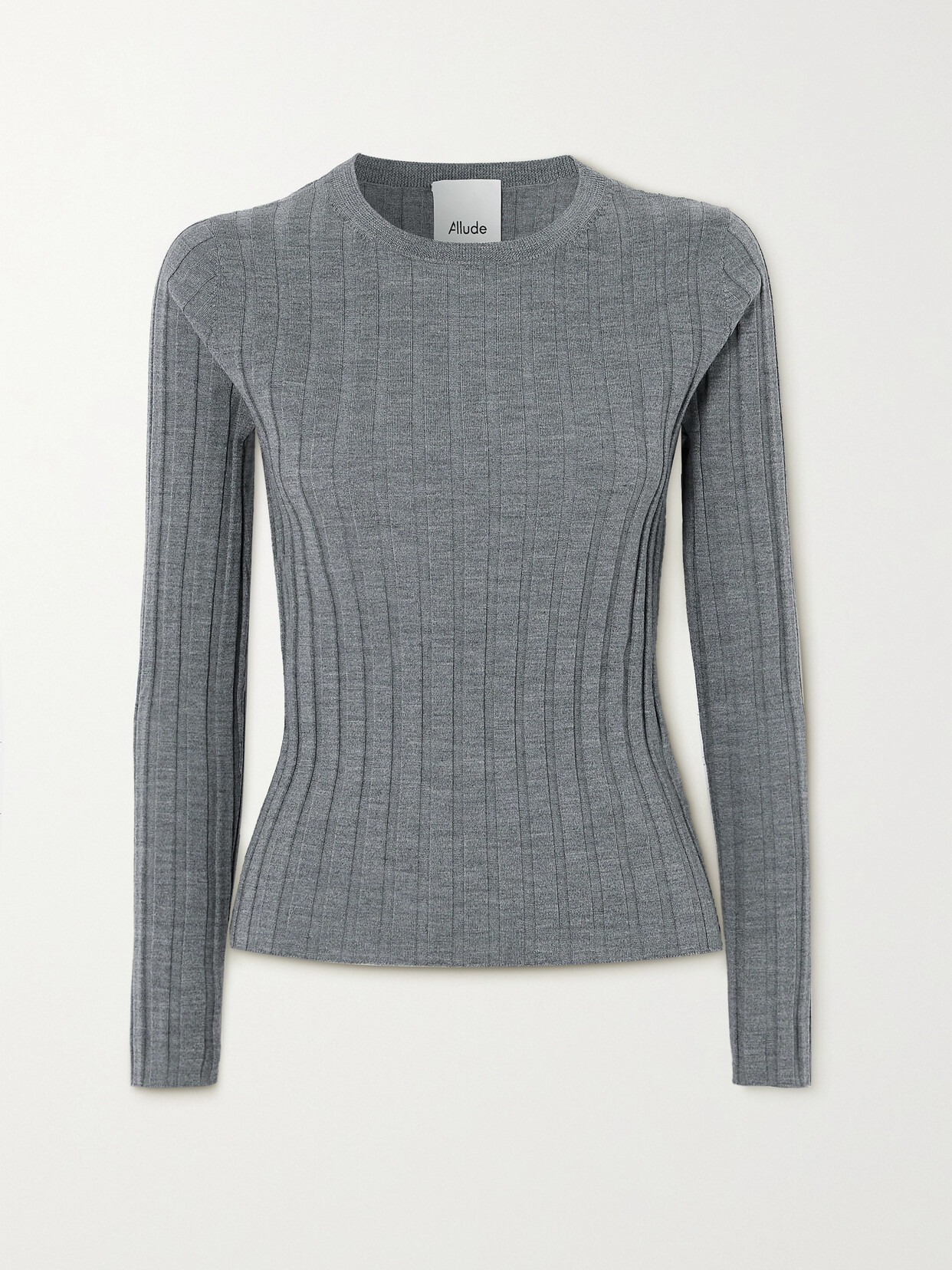 Allude Ribbed Wool Top In Grey