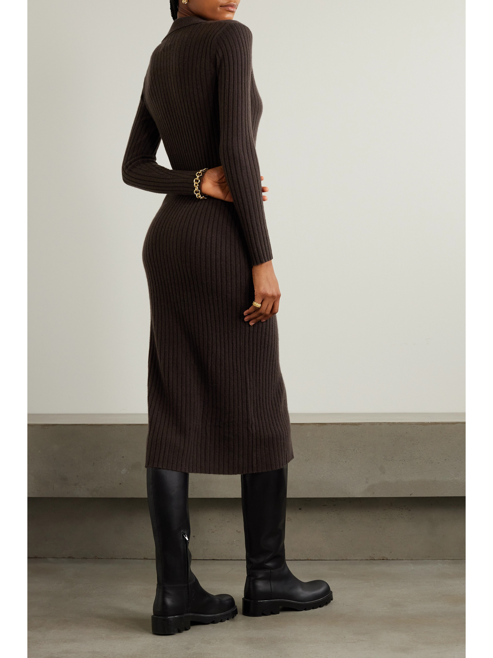 Allude Serafino ribbed cashmere midi dress