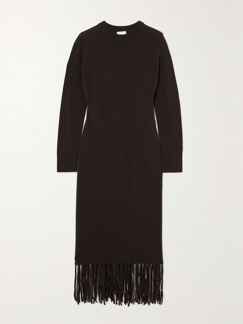 Allude Fringed Wool And Cashmere-blend Midi Dress - x large