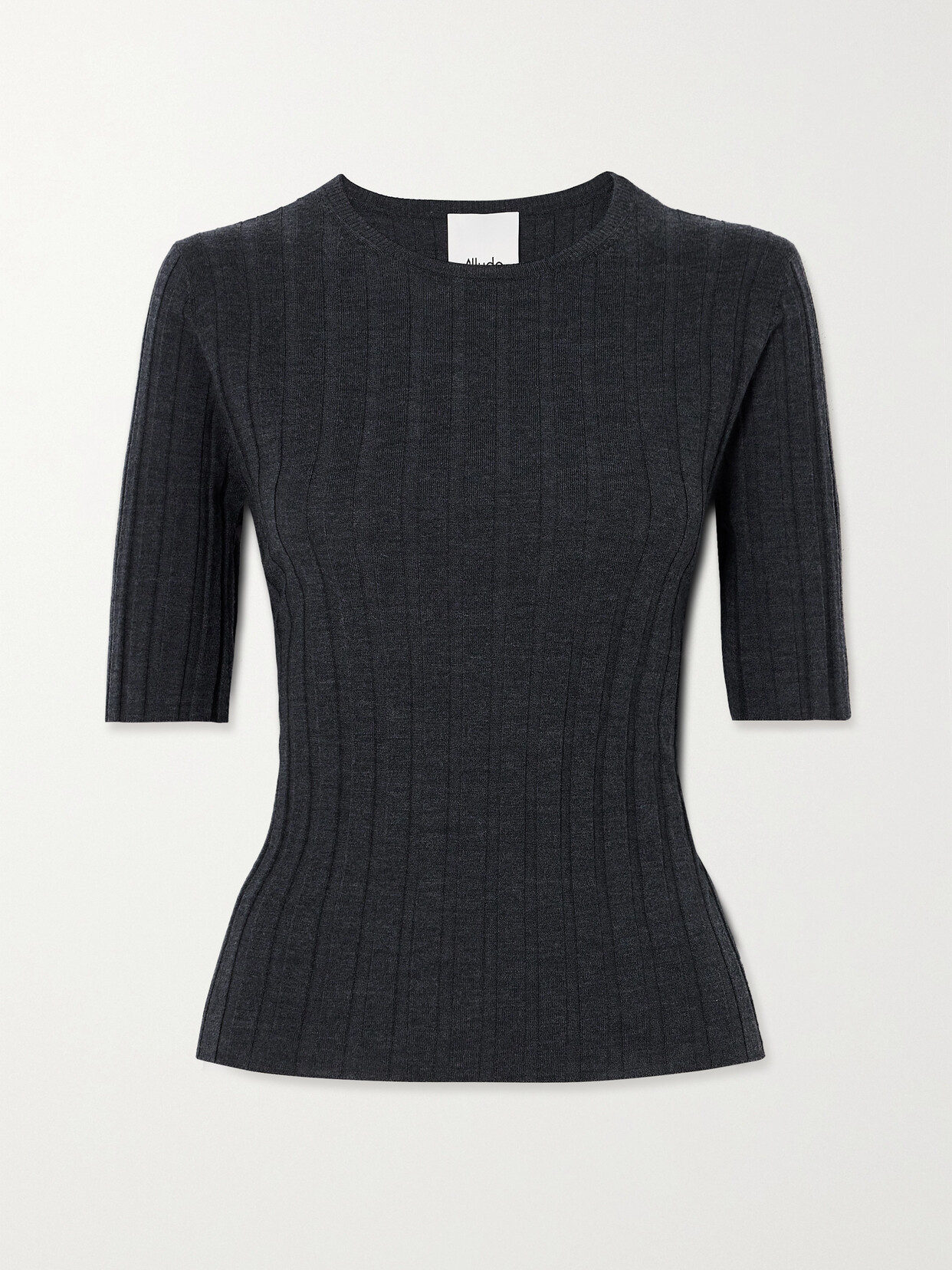 Allude Ribbed Wool Top - Gray