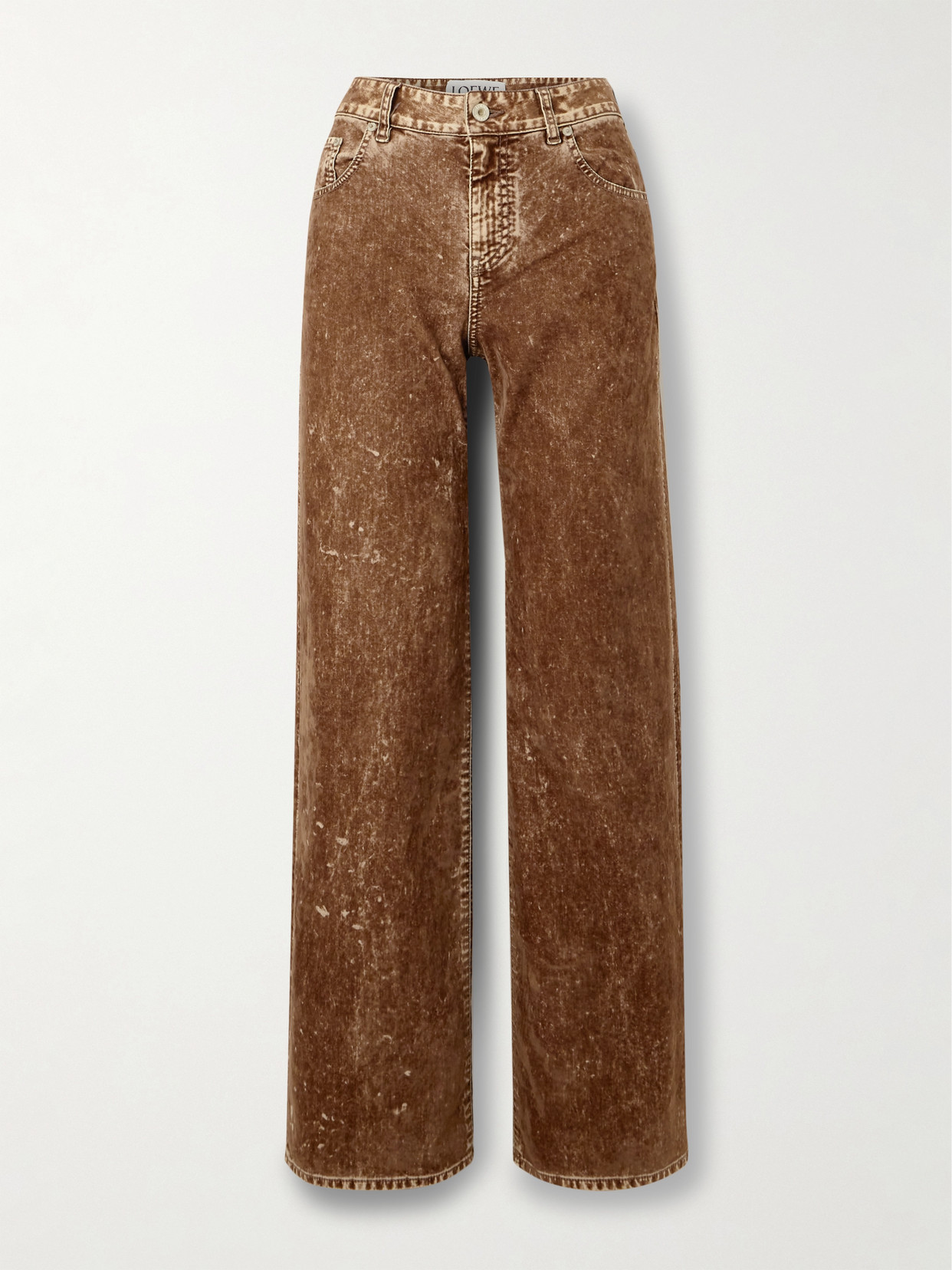 Loewe High-rise Cotton Velvet Straight-leg Pants - Brown