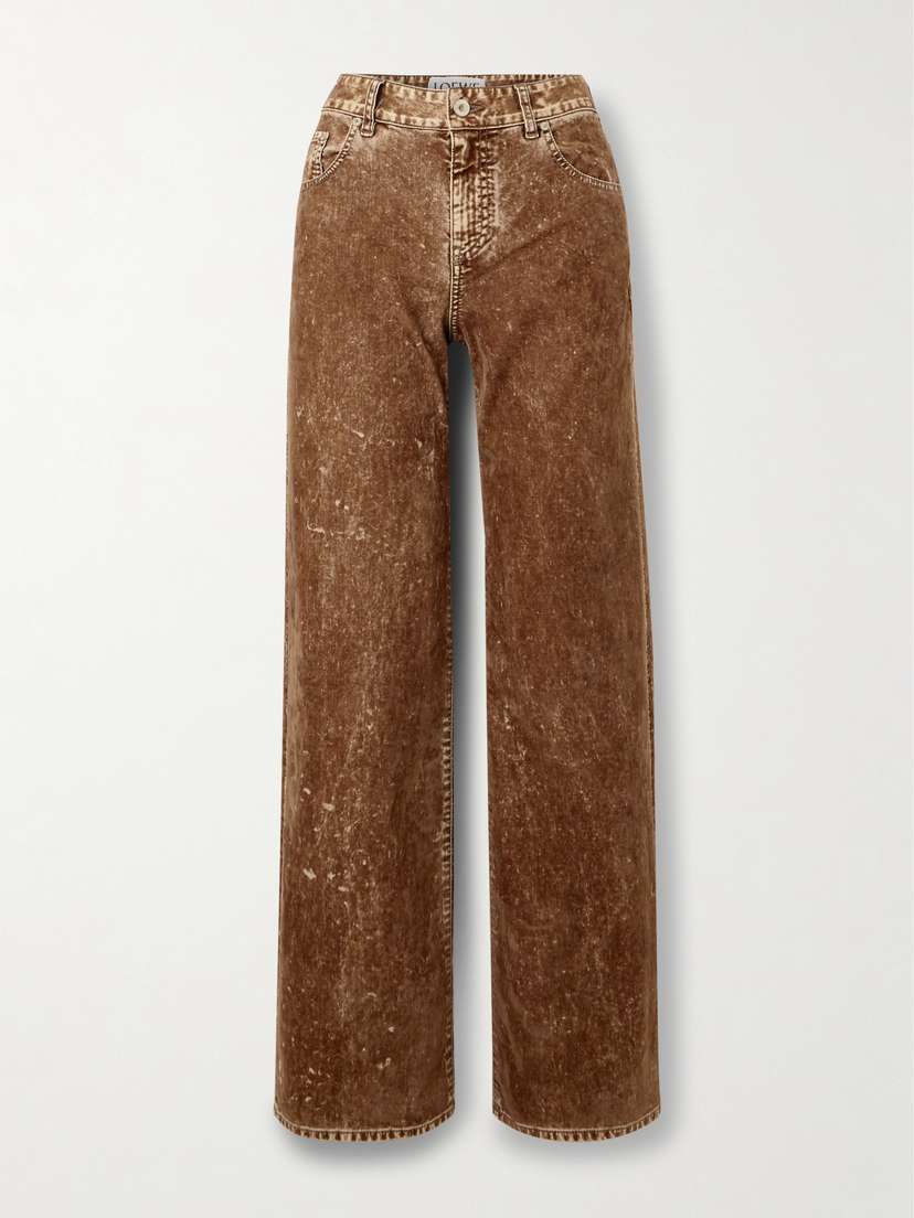 Loewe High-rise Cotton Velvet Straight-leg Pants