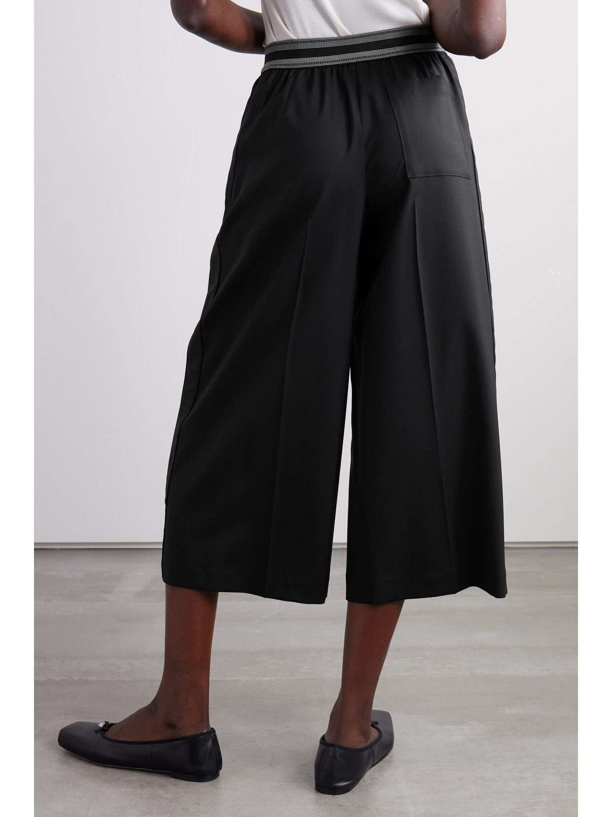 Shop Loewe Jacquard-trimmed Wool Culottes In Black