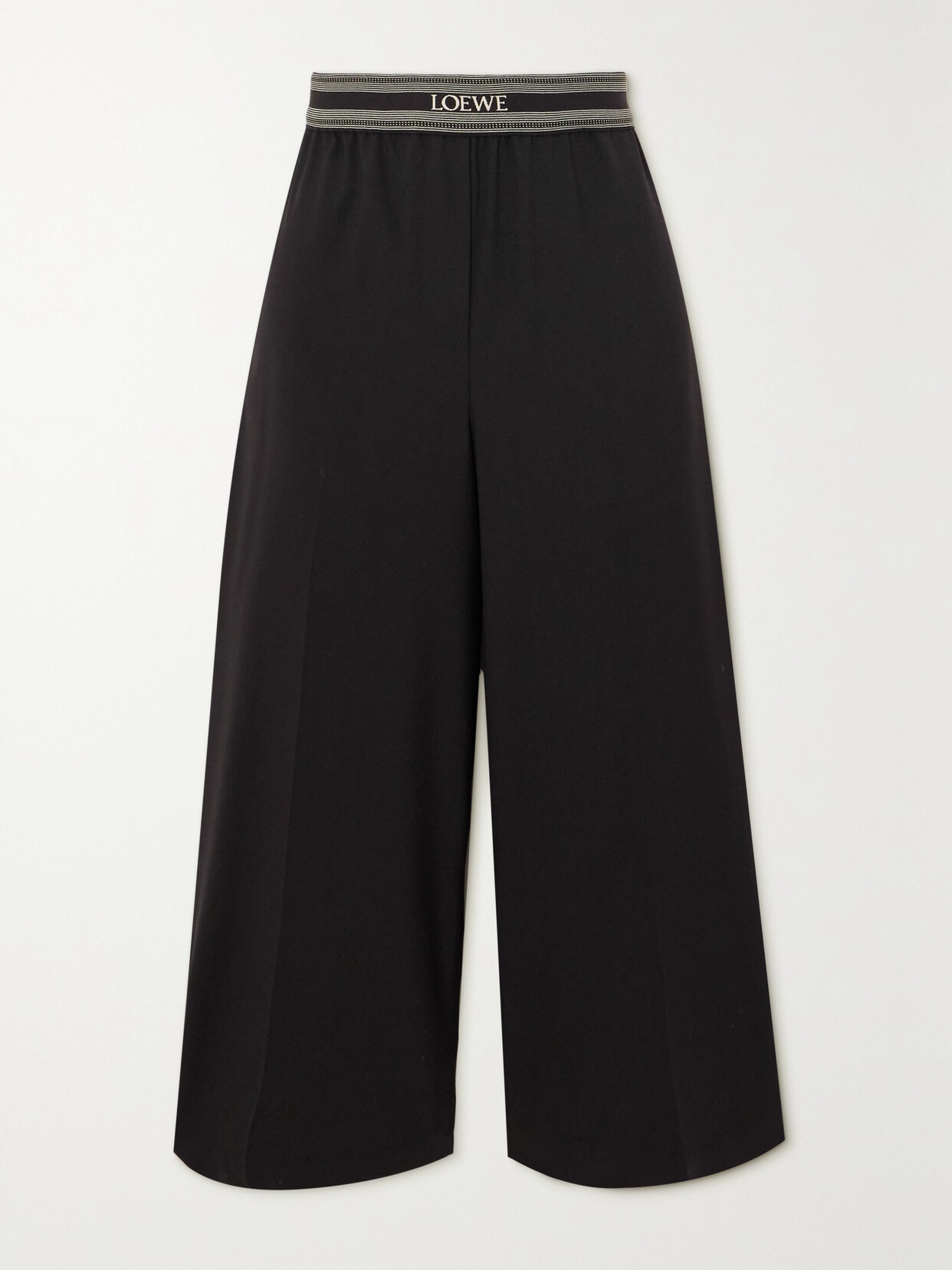 Loewe Jacquard-trimmed Wool Culottes In Black