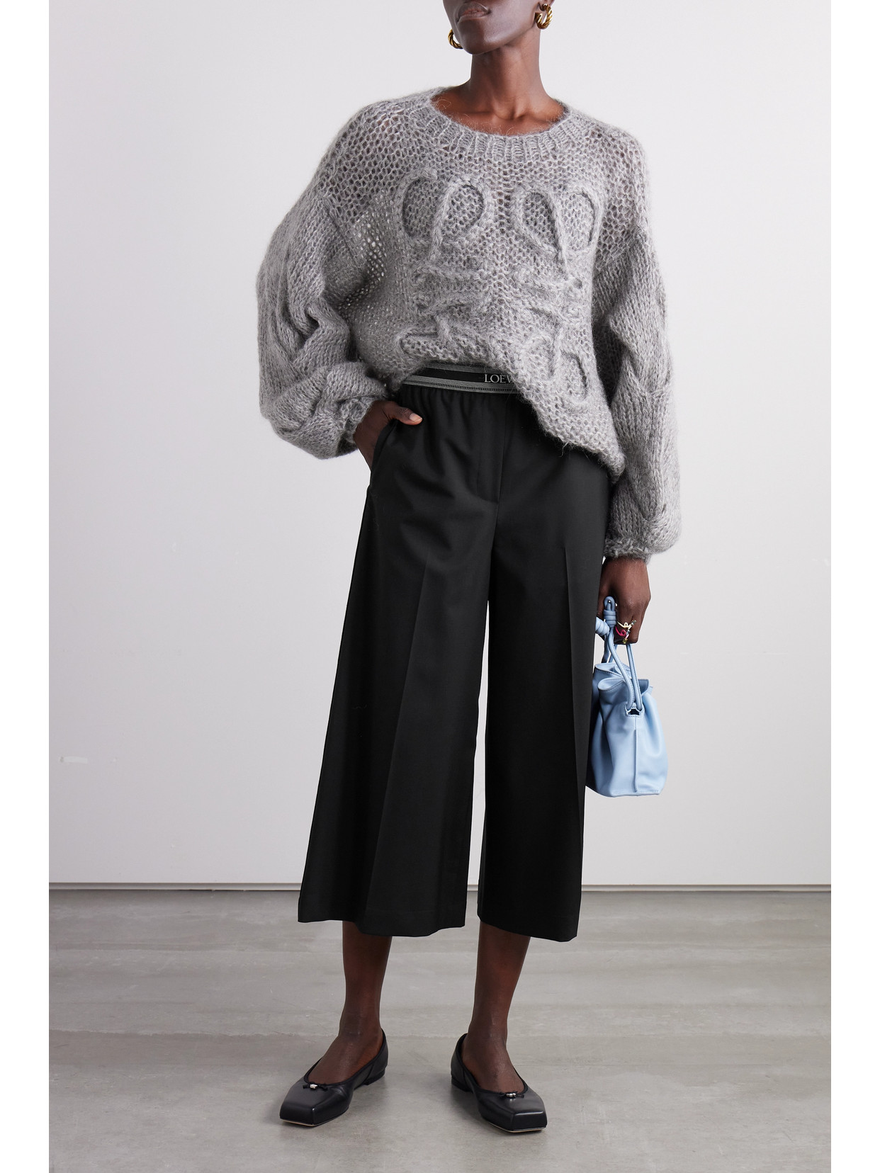 Shop Loewe Jacquard-trimmed Wool Culottes In Black