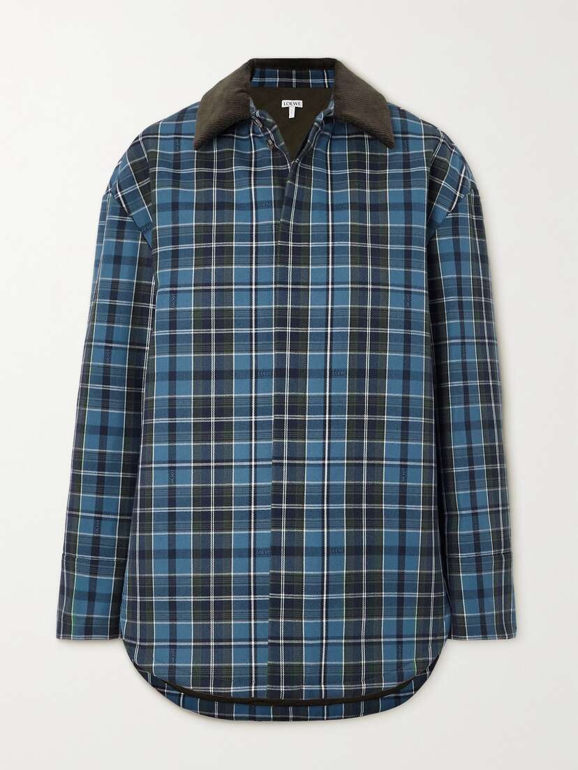 Loewe Cotton Corduroy-trimmed Checked Wool-blend Padded Jacket