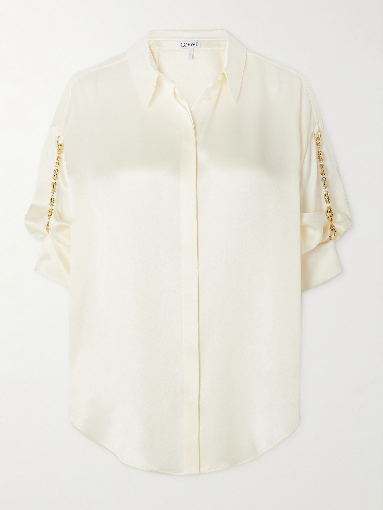 Loewe - Chain-embellished Silk Shirt - White