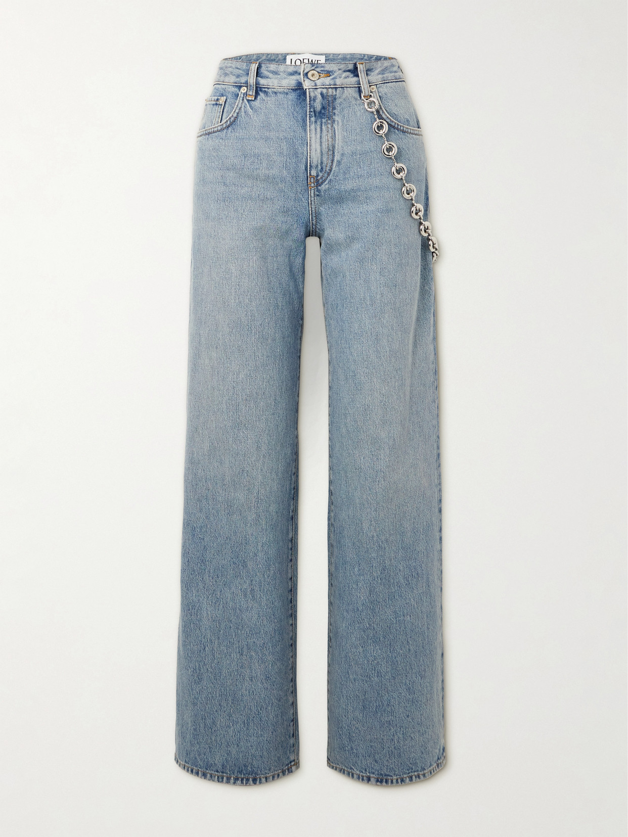 Loewe Chain-embellished Mid-rise Straight-leg Jeans - Blue