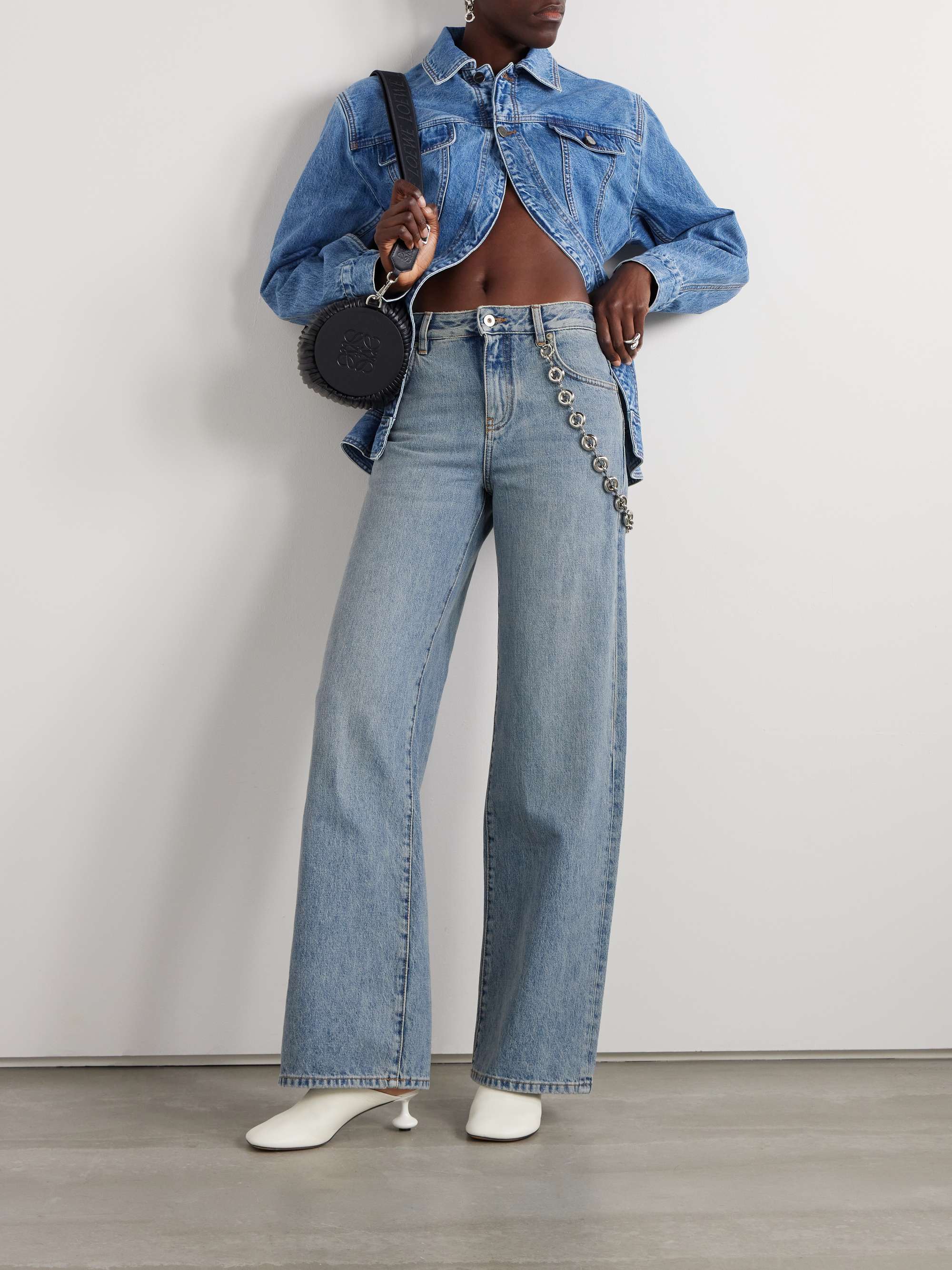 LOEWE Chain-embellished mid-rise straight-leg jeans