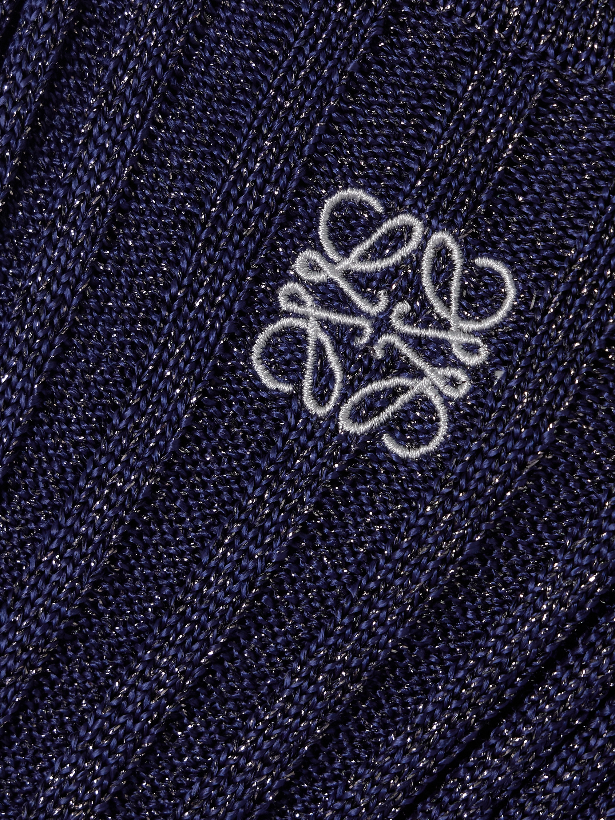 Loewe Anagram embroidered ribbed metallic cotton-jersey midi dress