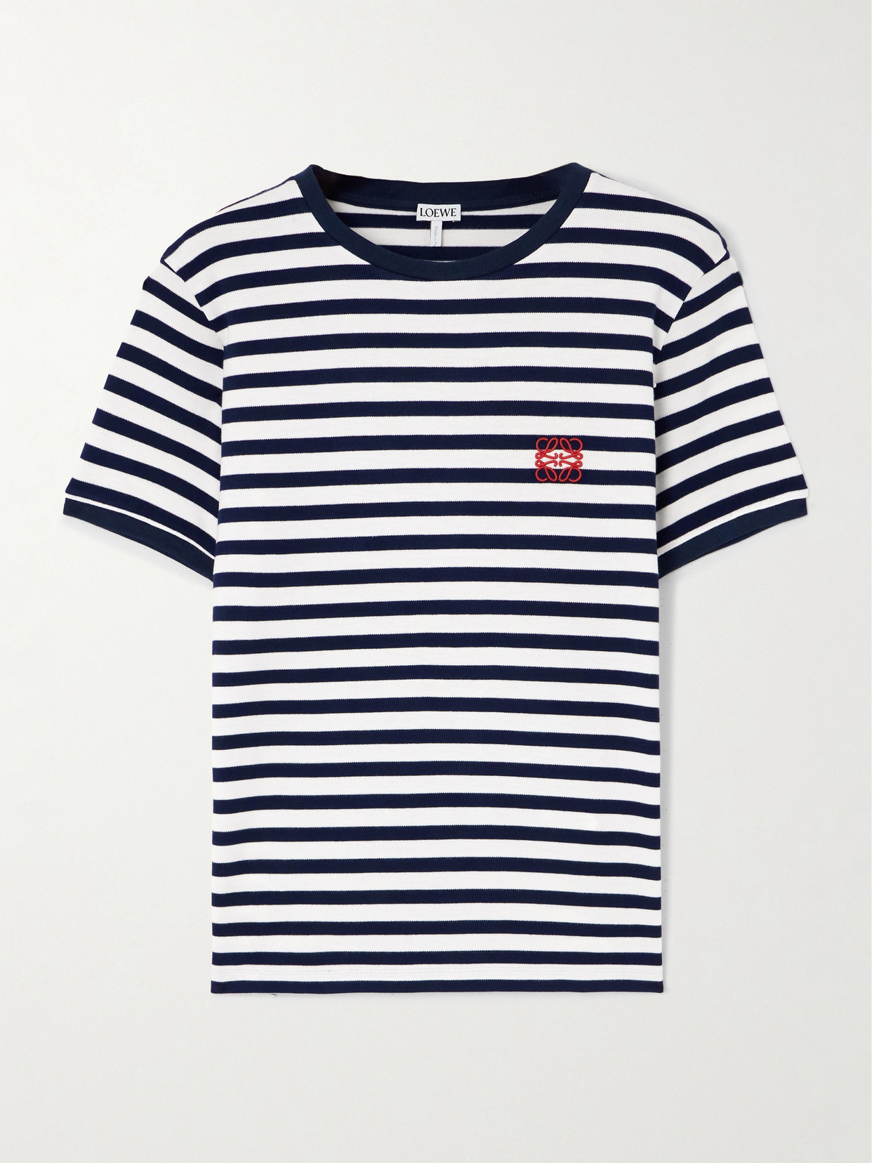 Loewe Anagram Embroidered Striped Jersey T-shirt - Blue