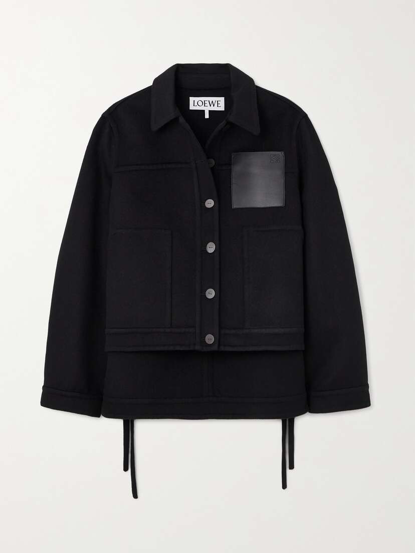 Loewe Anagram Leather-trimmed Wool And Cashmere-blend Jacket