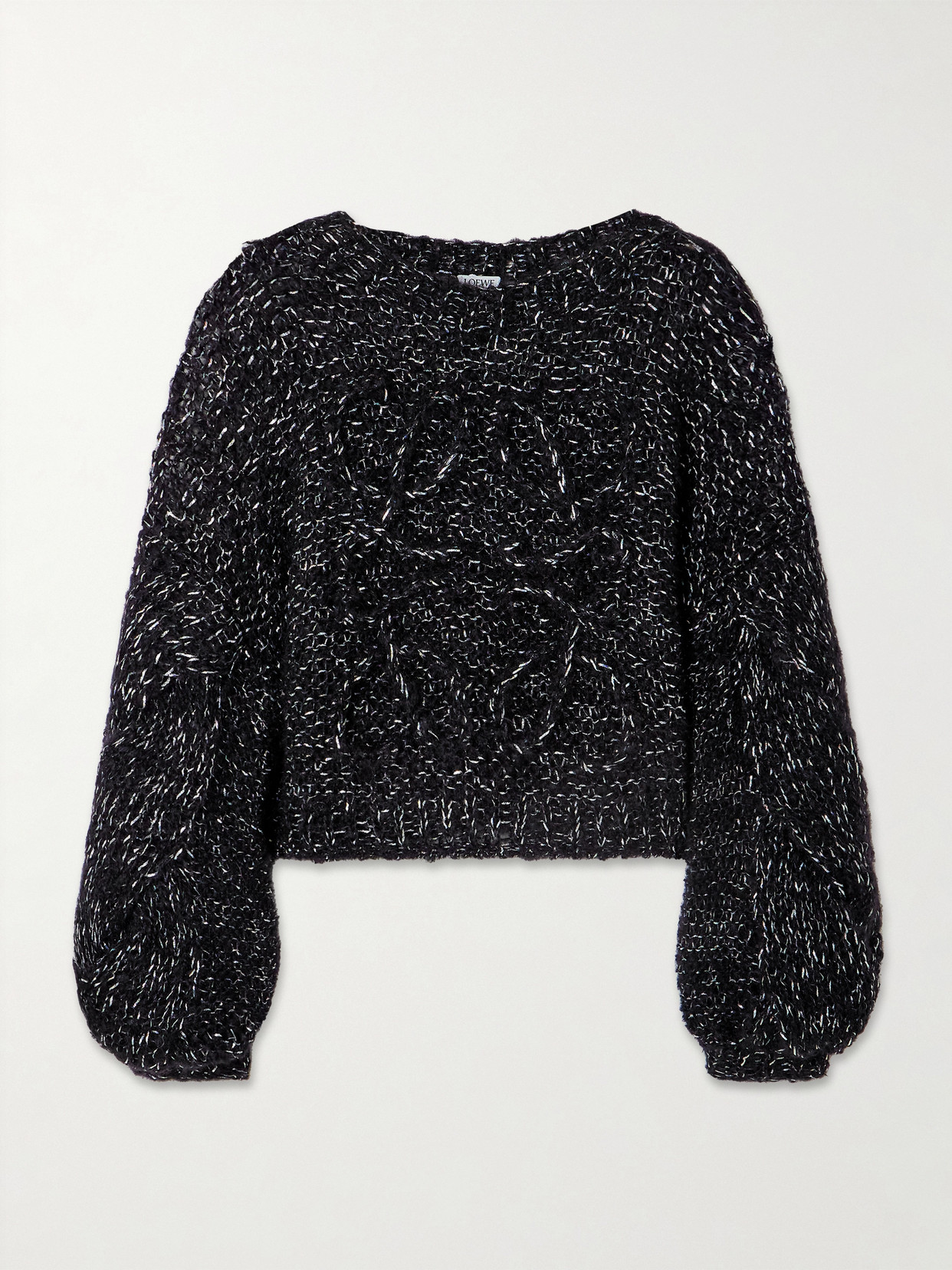 Loewe - Anagram Embroidered Metallic Mohair-blend Sweater - Black