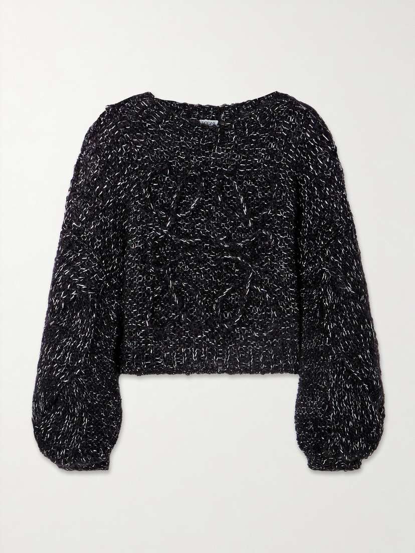 Loewe Anagram Embroidered Metallic Mohair-blend Sweater