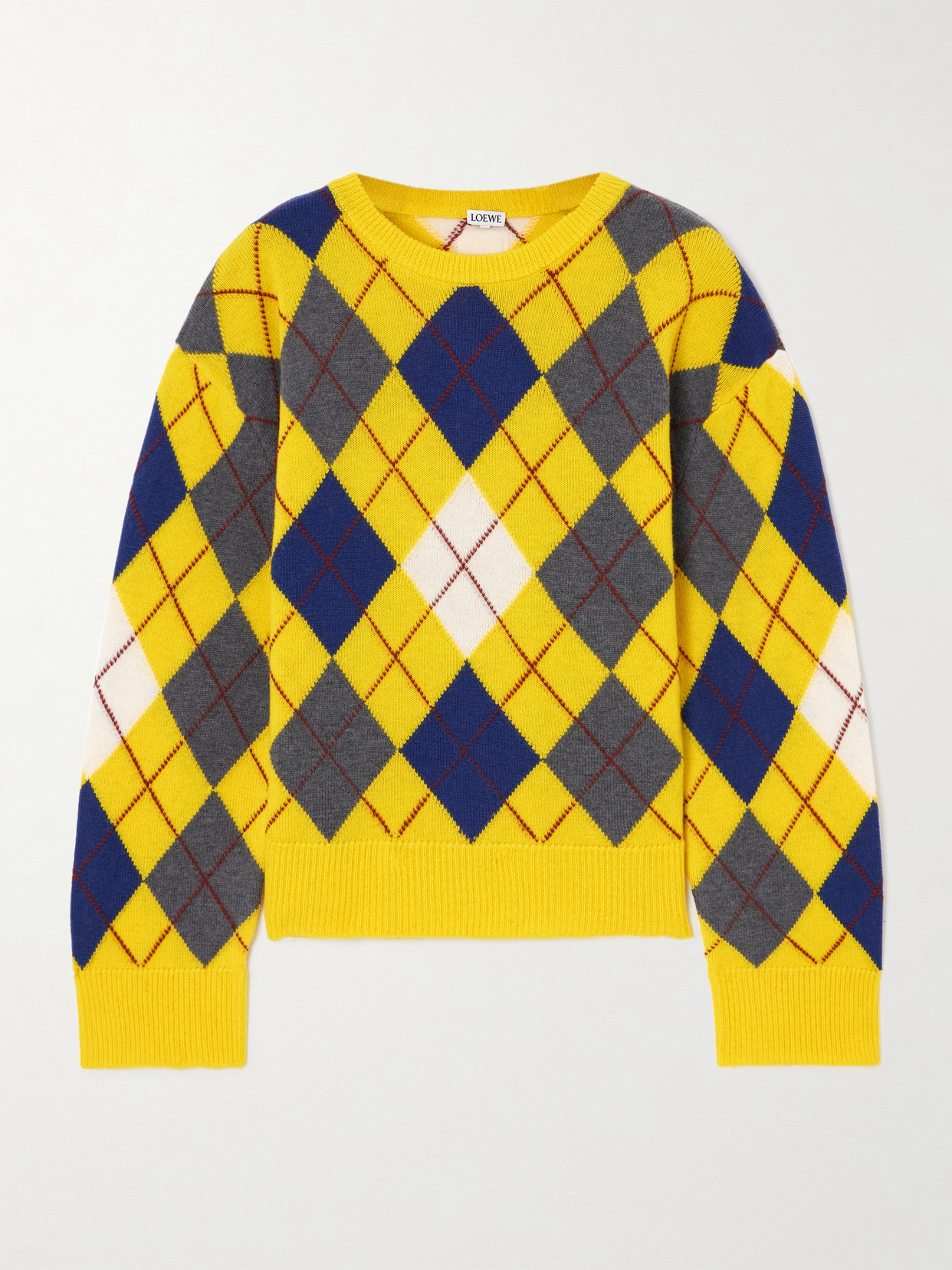 Shop Loewe Argyle Wool Sweater In Yellow