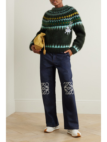 Loewe + Suna Fujita Fair Isle embroidered mohair-blend sweater