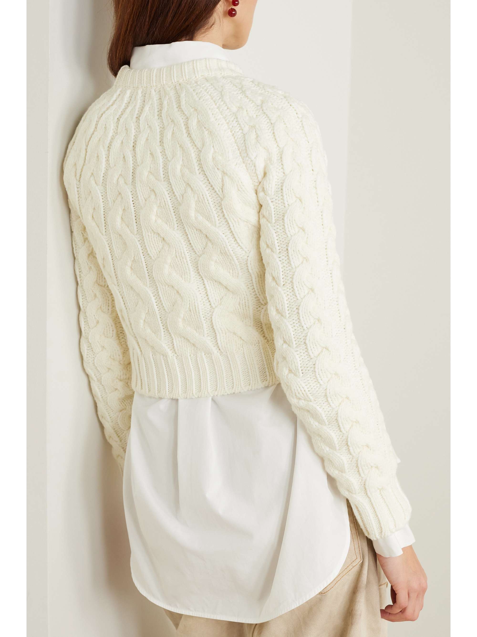 LOEWE Anagram cropped cable-knit wool-blend sweater | NET-A-PORTER