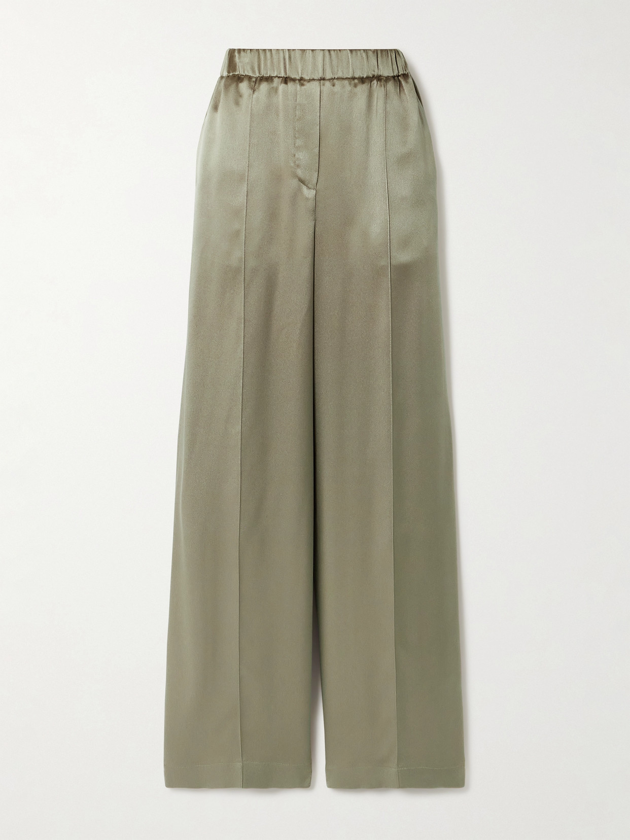 Loewe Silk-satin Straight-leg Pants In Silver