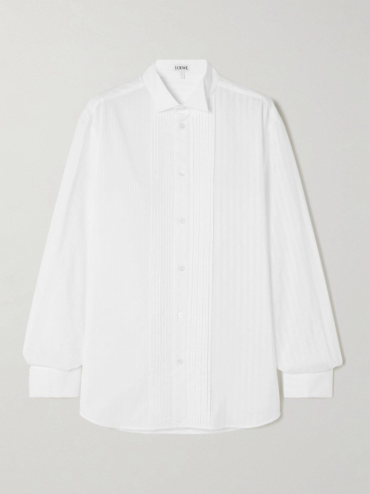 Loewe - Pleated Striped Cotton-poplin Shirt - White