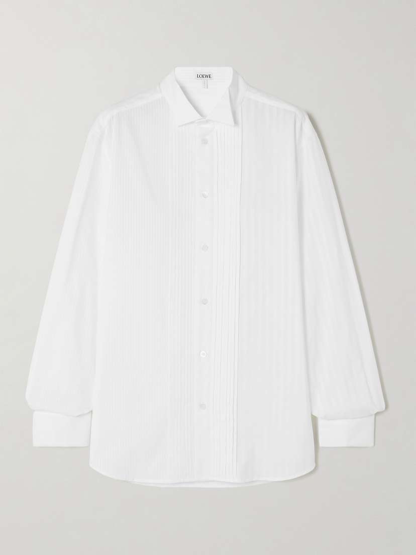 Loewe Pleated Striped Cotton-poplin Shirt