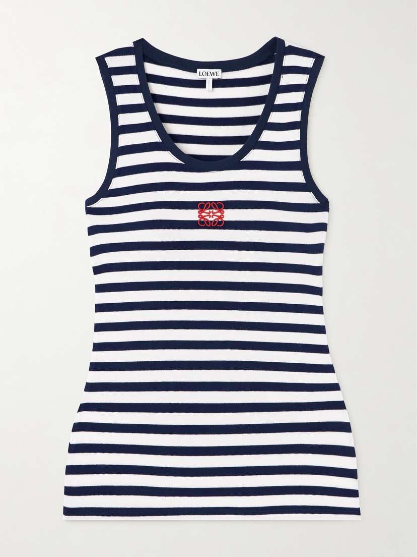 Loewe Anagram Embroidered Striped Stretch-jersey Top - x large