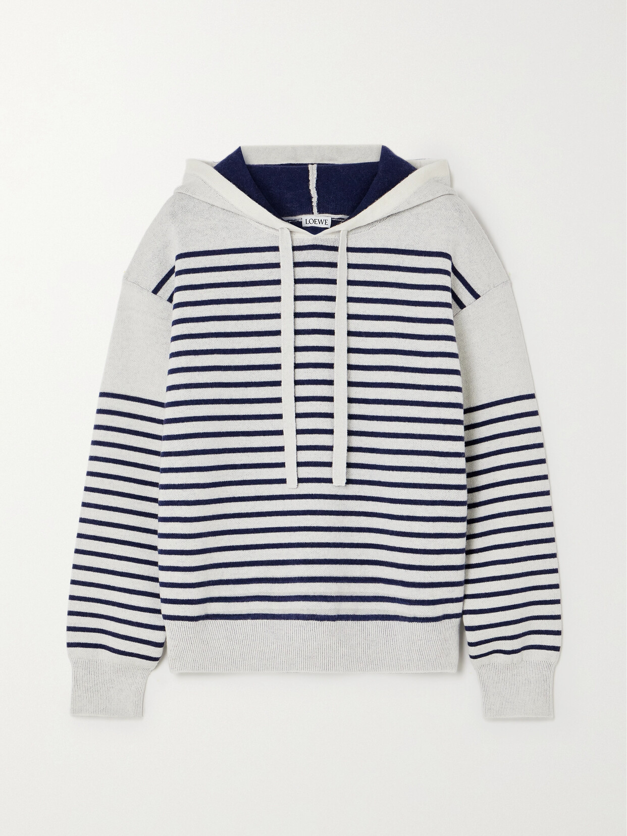 Shop Loewe Striped Wool-blend Jacquard Hoodie In White