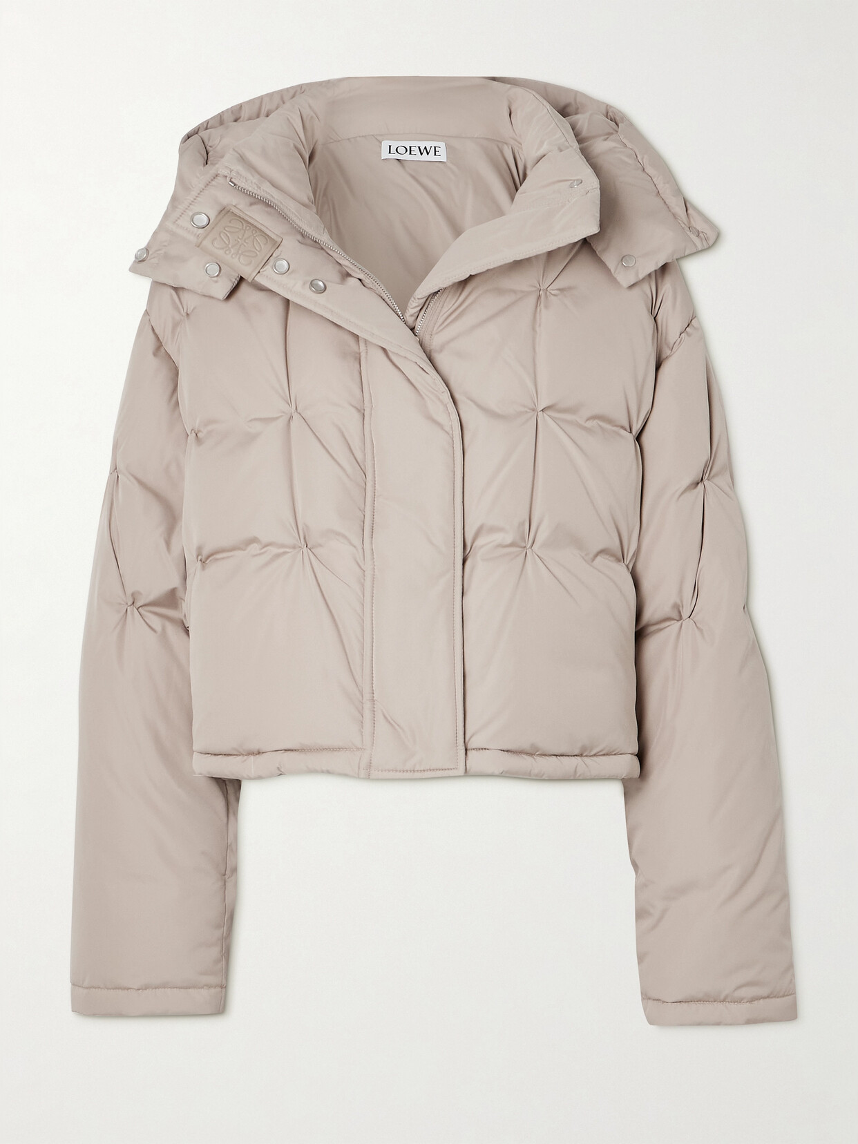 Loewe Puffer Cropped Down Jacket In Beige