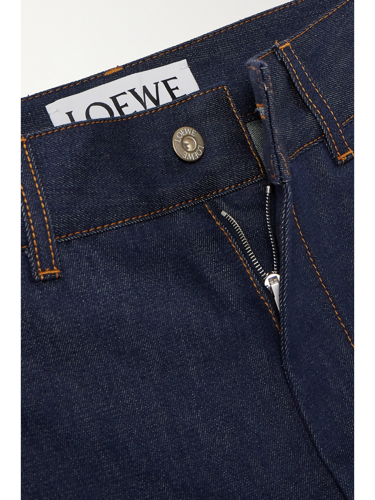 Shop Loewe Anagram Cutout High-rise Straight-leg Jeans In Blue