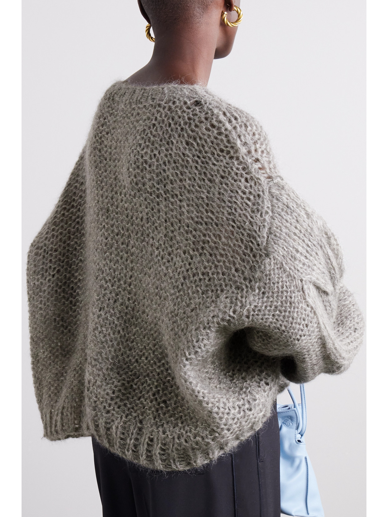 Loewe Anagram Oversized Mohair-blend Sweater In Gray