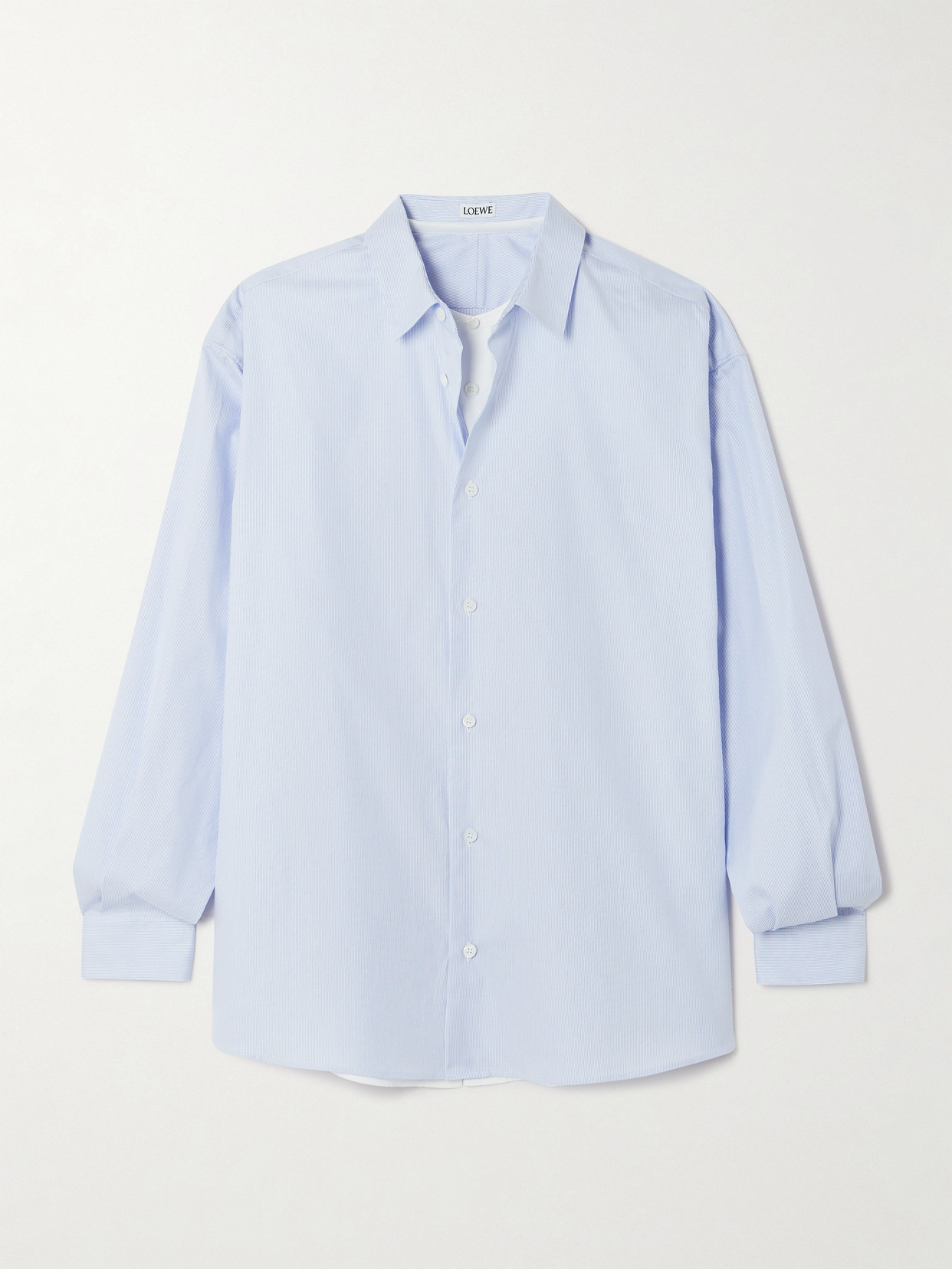 Loewe Layered Striped Cotton And Silk-blend Shirt In Blue