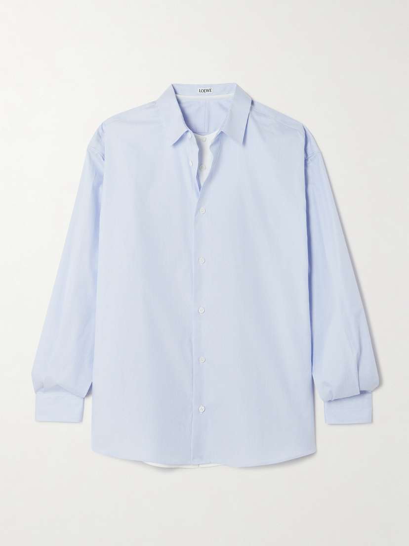 Loewe Layered Striped Cotton And Silk-blend Shirt