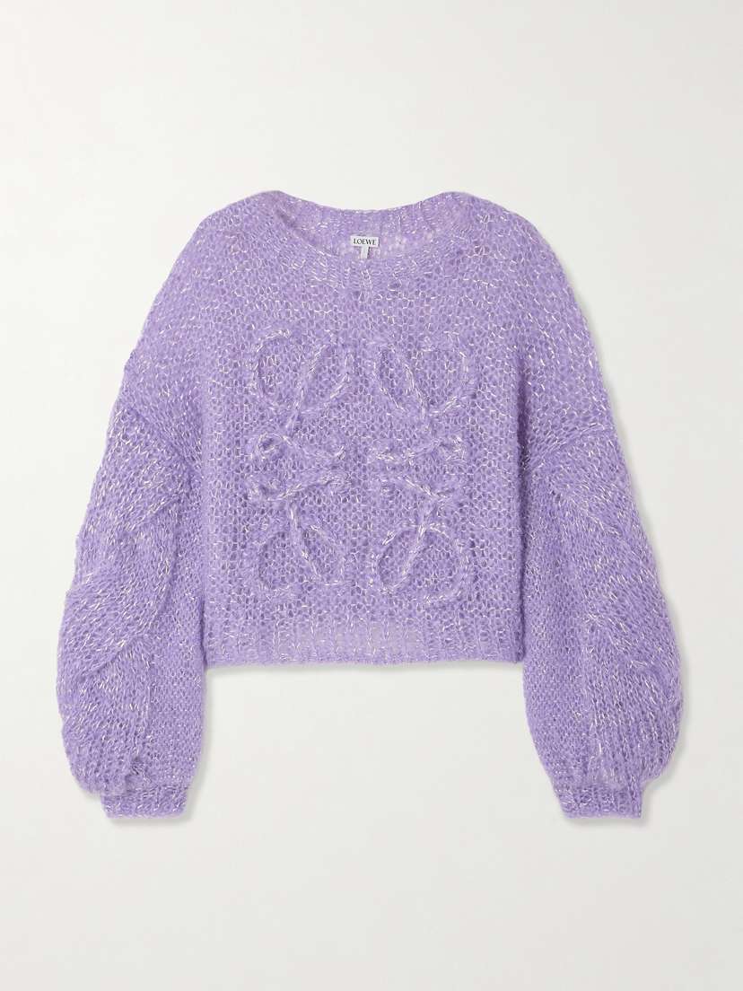 Loewe Anagram Embroidered Metallic Mohair-blend Sweater