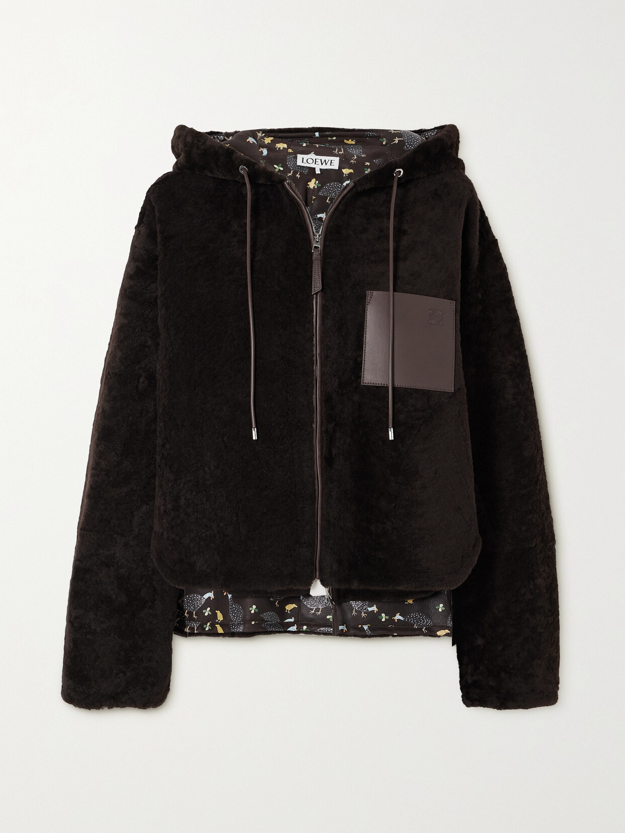 Loewe + Suna Fujita Oversized Shearling Hooded Jacket - Brown