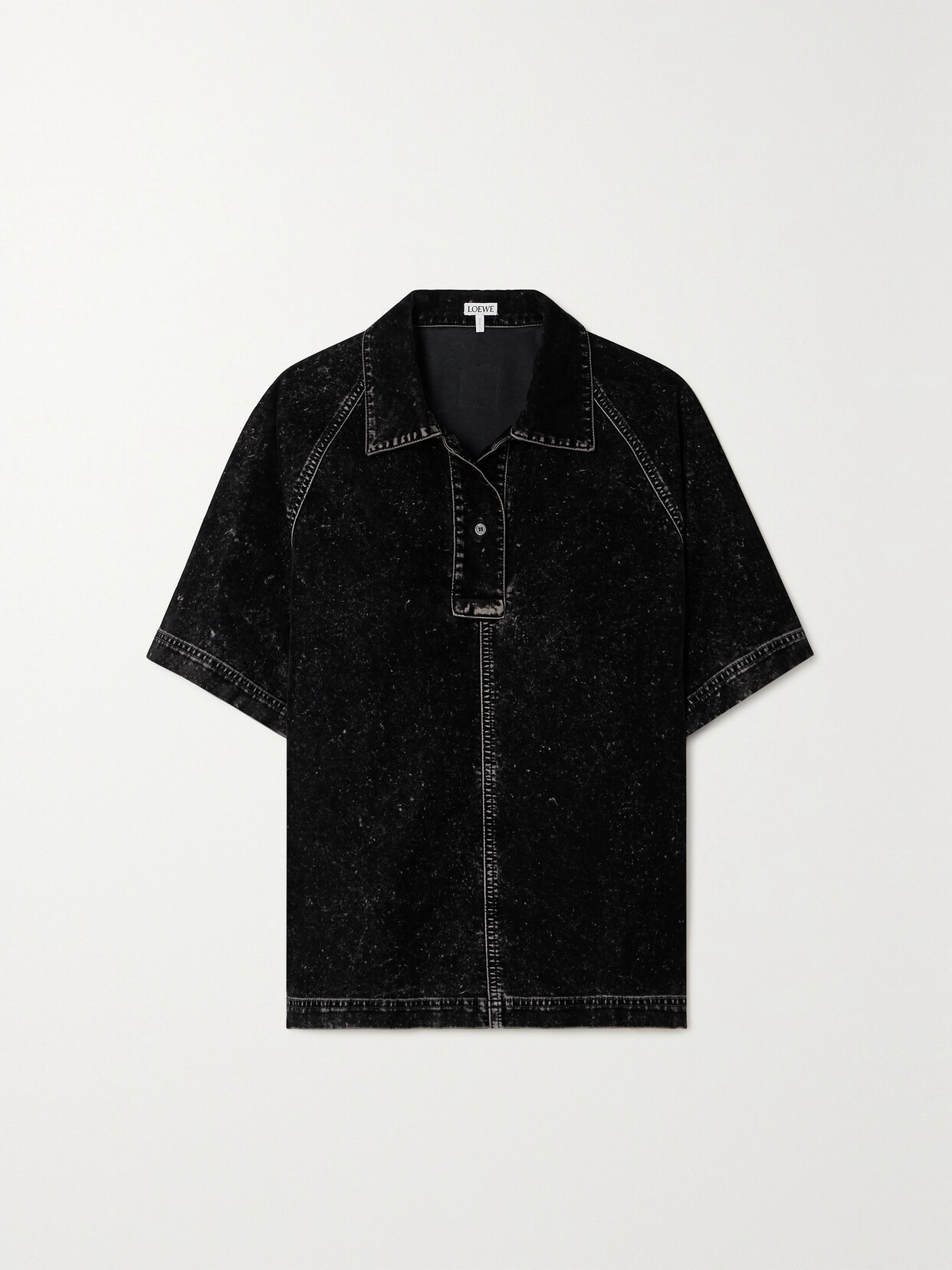 Loewe Cotton-blend Polo Shirt In Black