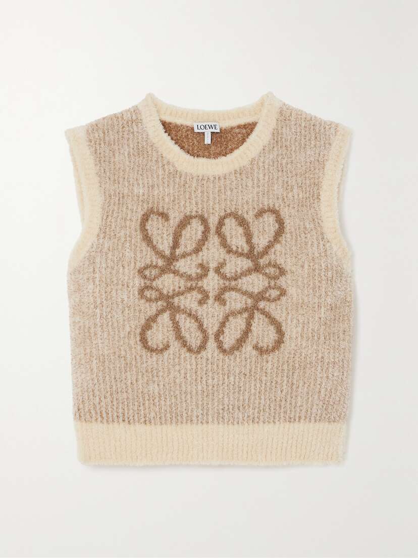 Loewe Cropped Cotton-blend Fleece-jacquard Vest