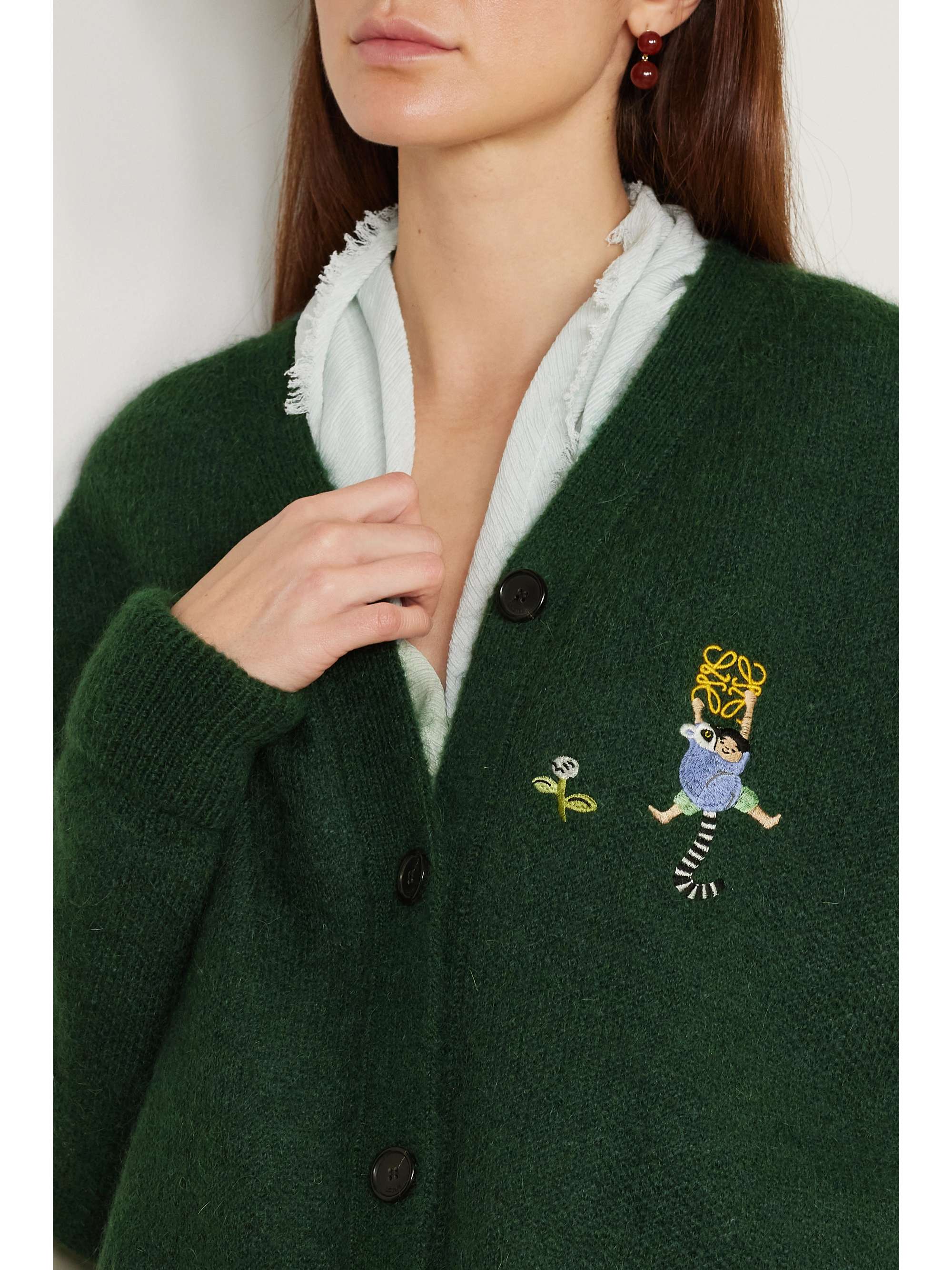 LOEWE + Suna Fujita oversized asymmetric embroidered mohair LOEWE + Suna Fujita oversized asymmetric embroidered mohair