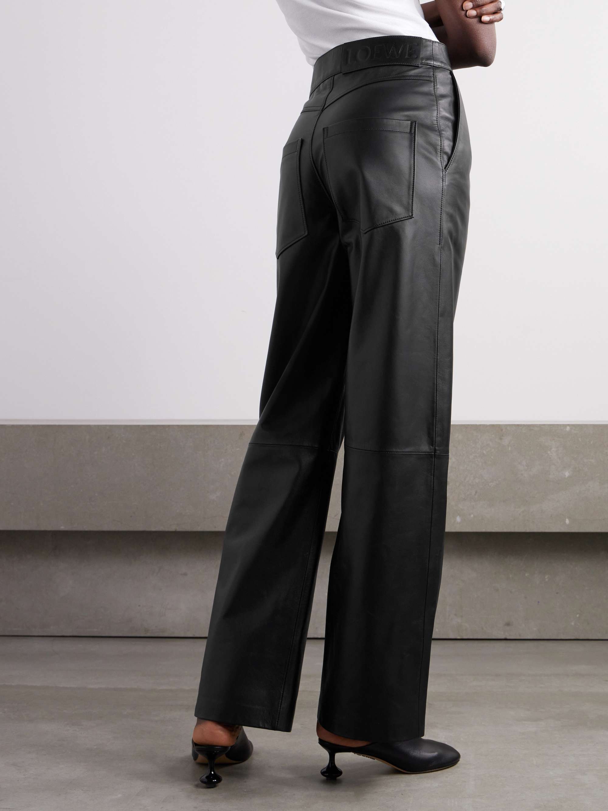 LOEWE Anagram appliquéd leather straight-leg pants | NET-A LOEWE Anagram appliquéd leather straight-leg pants | NET-A