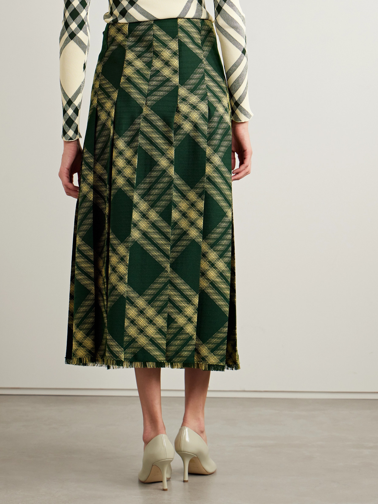 Burberry Maxi Kilt With Check Pattern In Yellow