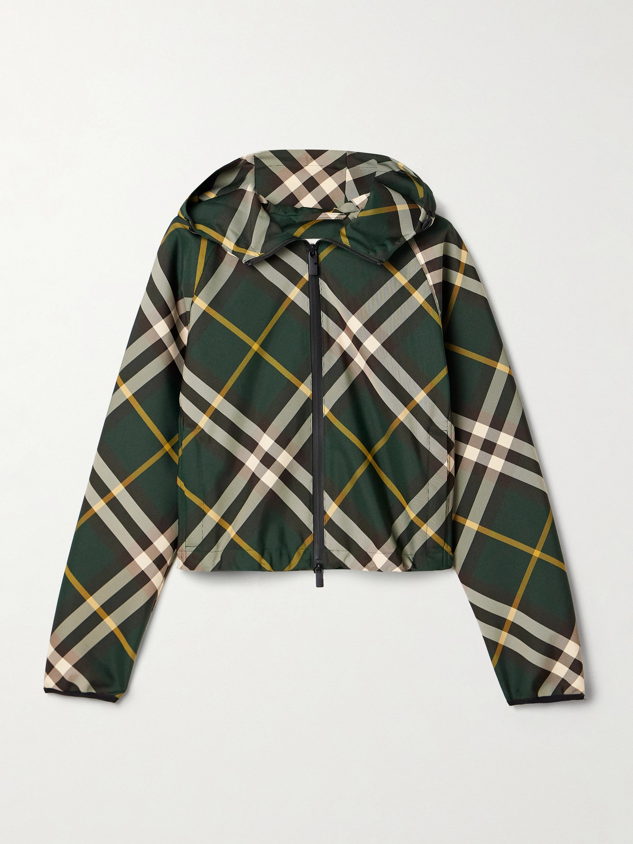 Burberry Cropped Hooded Checked Twill Jacket - Green