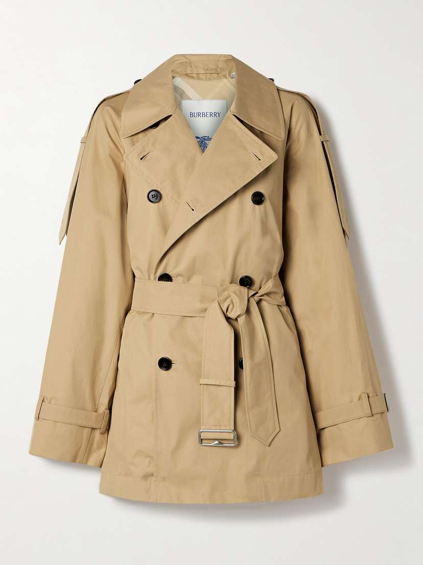 Burberry Double-breasted Belted Cotton-gabardine Jacket